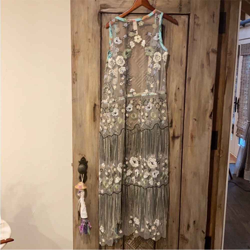 Aratta Hit the Breaks Green and Cream Embroidered Maxi Dress - Picture 7 of 7